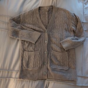 Barefoot Dreams Cozychic Lite Cable Knit Pointelle Button Down BLUE Cardigan XS